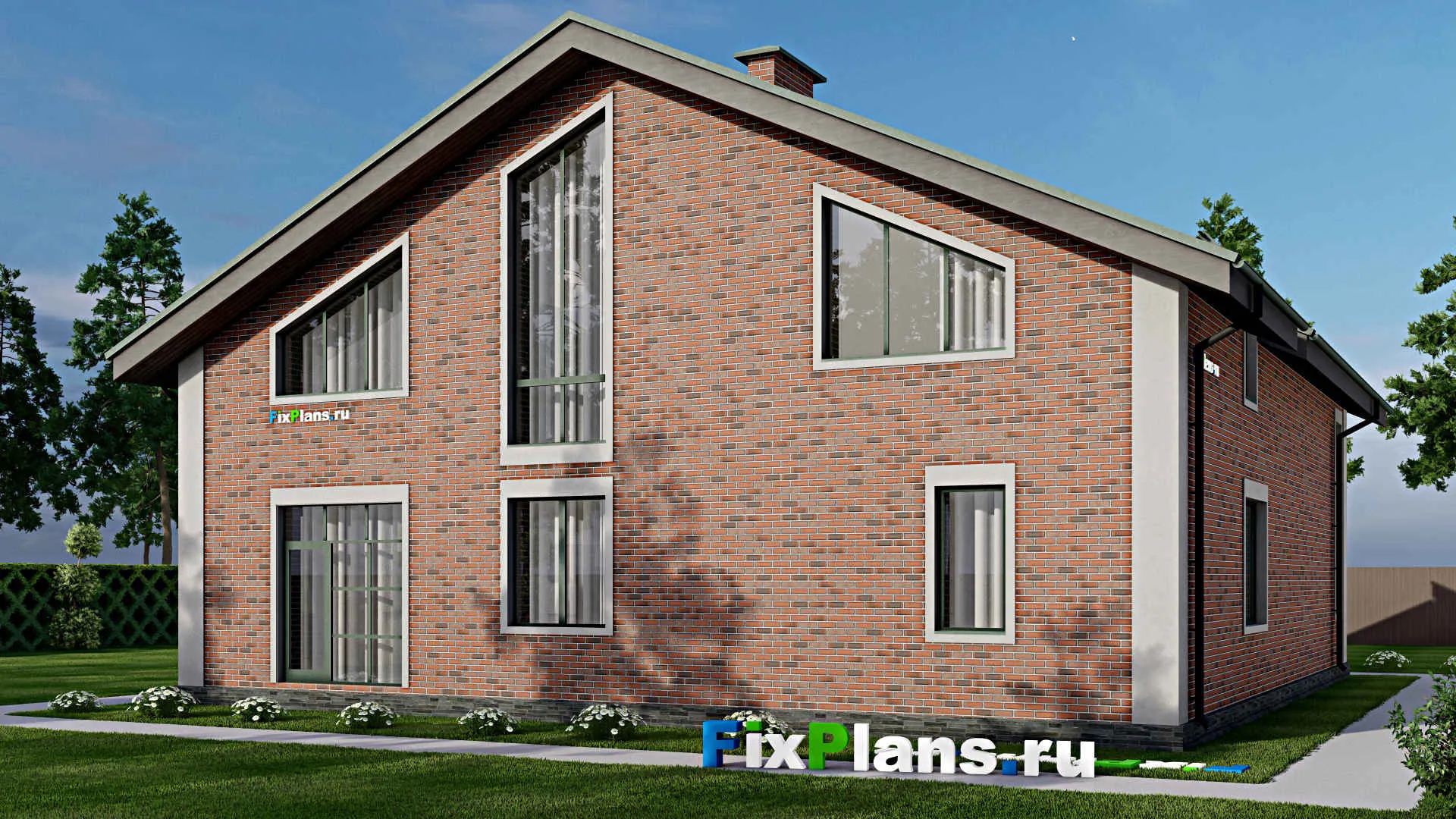 F-8891 - Проект дома с мансардой 16 на 17, площадью 300 м² с 5 спальнями