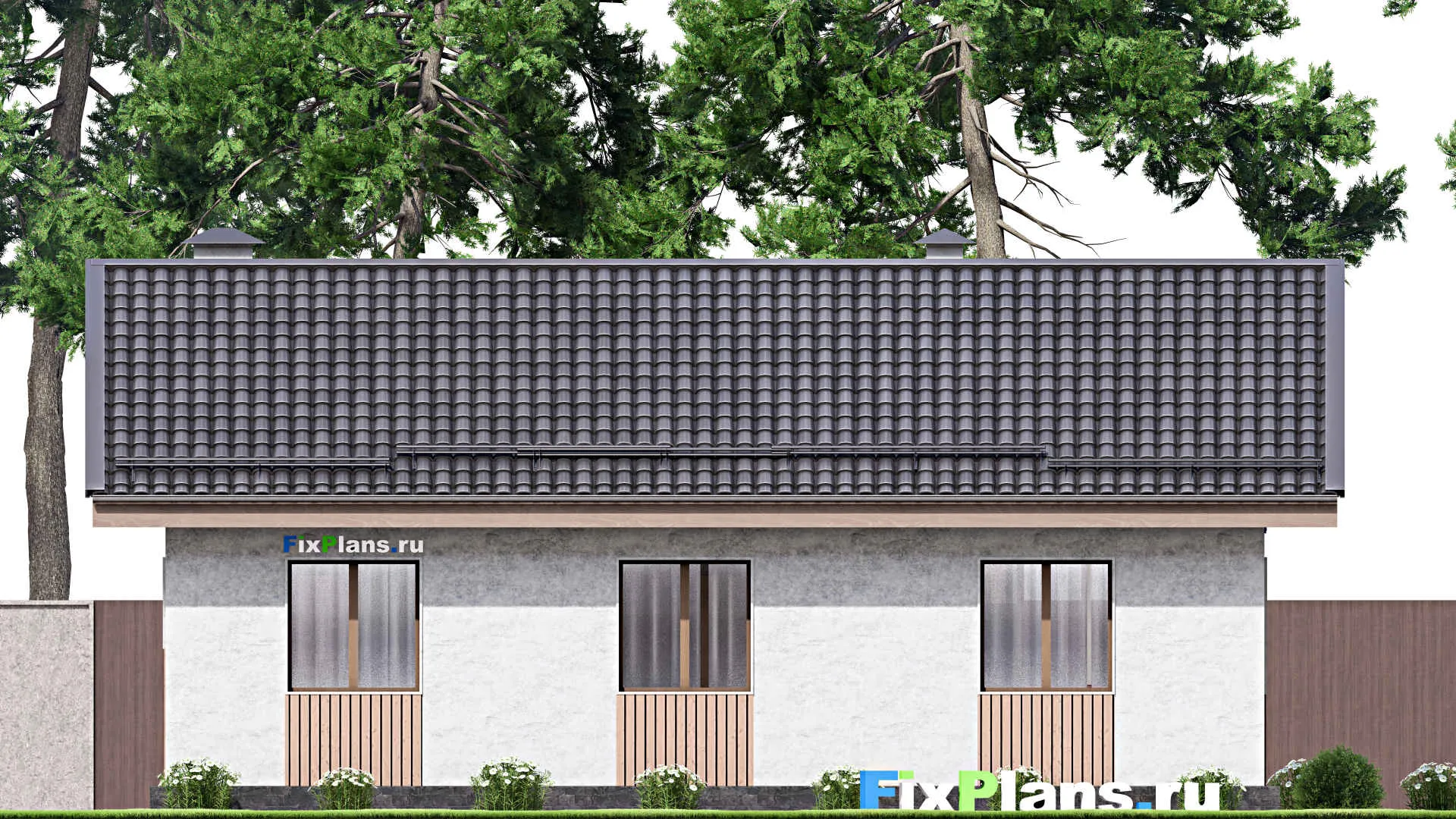 F-13652 - План одноэтажного дома 11 на 13, площадью 100 м² с 3 спальнями