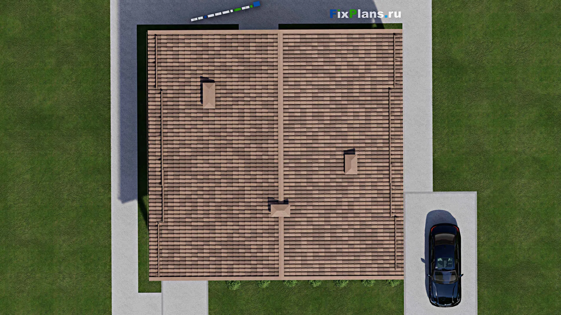 F-8405 - Проект дома с мансардой 13 на 13, площадью 190 м² с террасой, балконом, баней и 2 спальнями