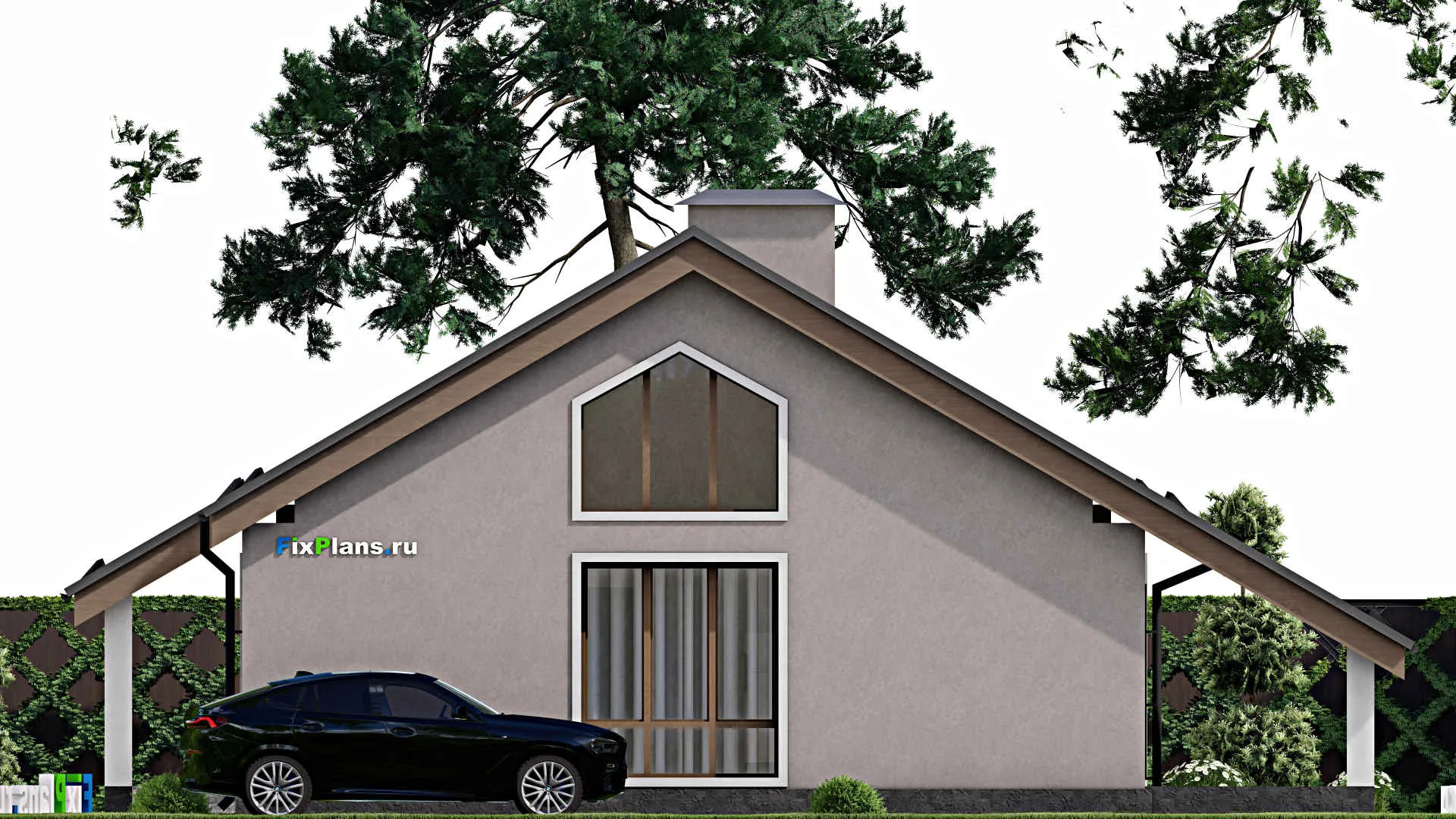 F-10016 - Проект одноэтажного дома 14 на 15, площадью 130 м² с террасой и 3 спальнями