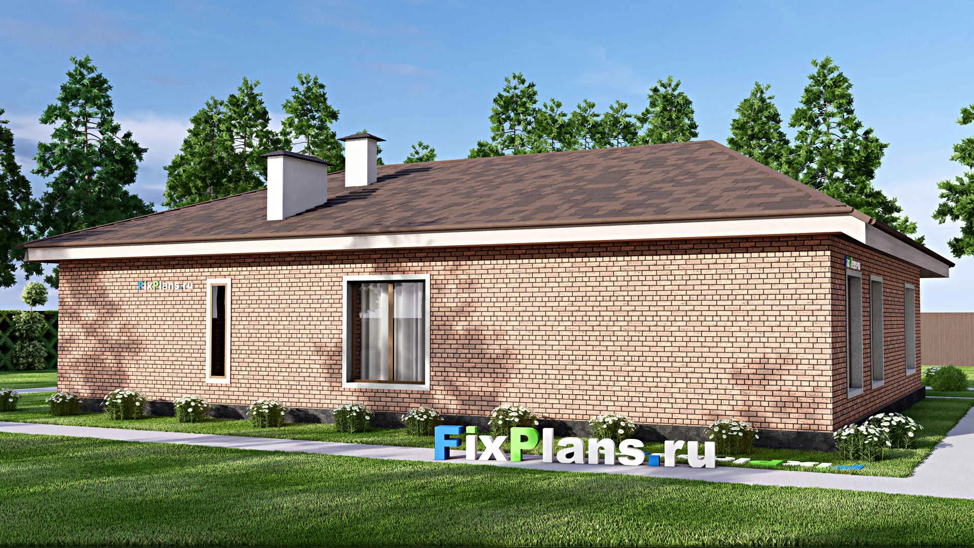 F-14273 - Проект одноэтажного дома 16 на 22, площадью 240 м² с террасой и 4 спальнями