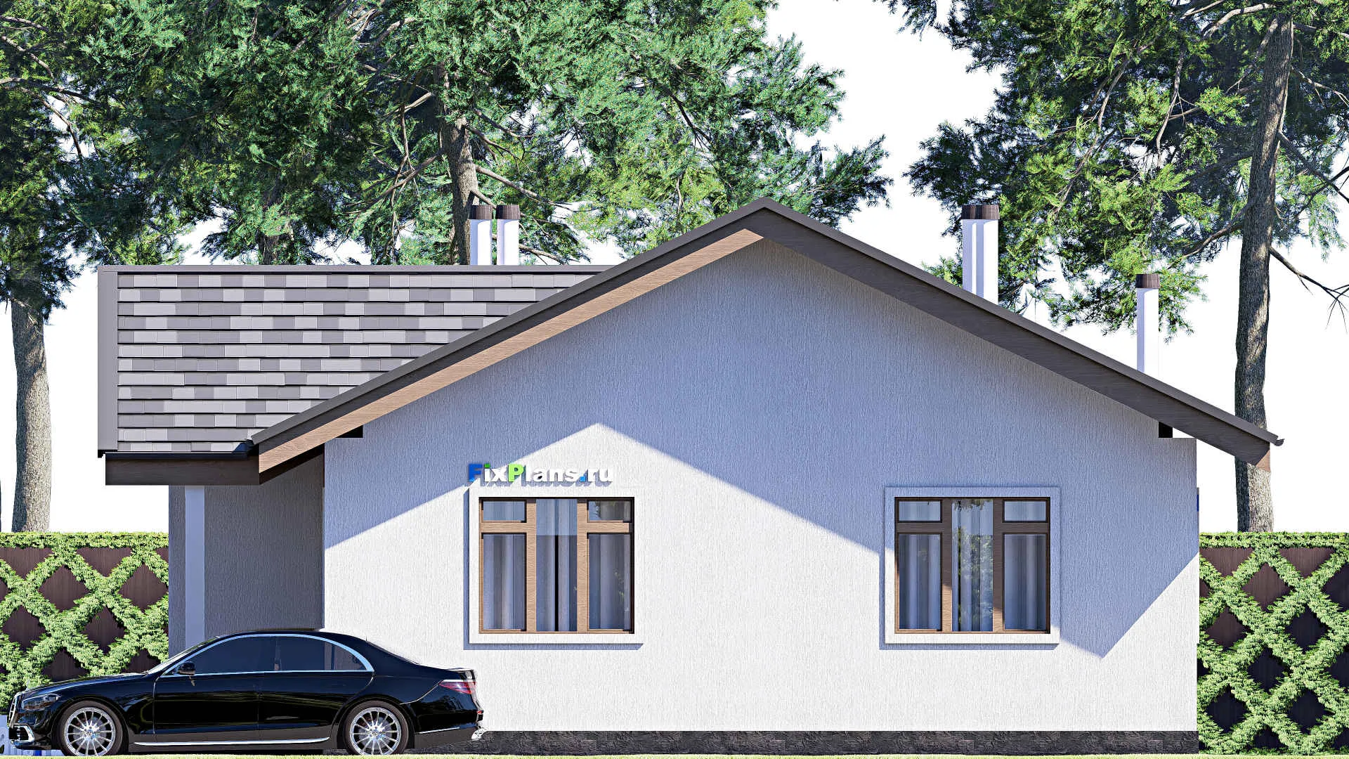 F-19160 - Проект одноэтажного дома 11 на 14, площадью 120 м² с 3 спальнями